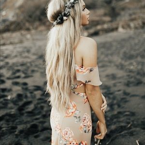 Forever 21 Floral Cold Shoulder Maxi Dress